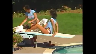 Depressed flaxen-haired hottie Carol Titian enjoys when her sorrity sistas Shanna McCullough and  Sharon Mitchell make her bread buttered on both sides